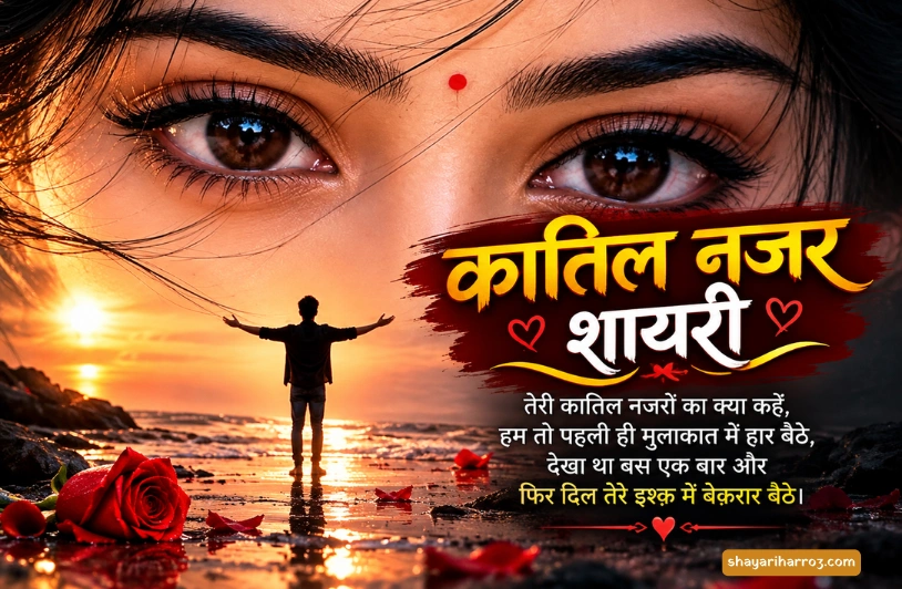 60+ कातिल नजर शायरी: आंखों की खूबसूरती पर दिल छू लेने वाली शायरी कातिल नजर शायरी
